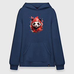 Толстовка-худи оверсайз Модная панда в красном капюшоне, цвет: тёмно-синий