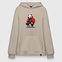 Худи оверсайз Модная панда в красной куртке