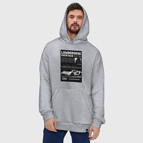 Худи оверсайз Lamborghini countach / Меланж – фото 4
