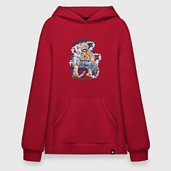 Толстовка-худи оверсайз One piece дым smoke, цвет: красный