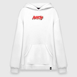 Толстовка-худи оверсайз Надпись анархия калиграфия, цвет: белый