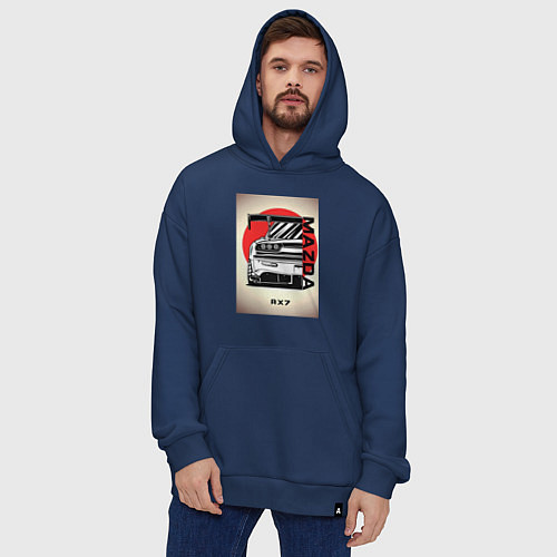 Худи оверсайз Mazda rx-7 автомобиль гоночный jdm / Тёмно-синий – фото 4