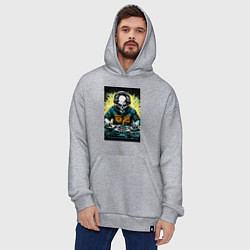 Толстовка-худи оверсайз Диджей скелет, цвет: меланж — фото 2