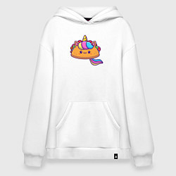 Толстовка-худи оверсайз Тако единорог милый, цвет: белый