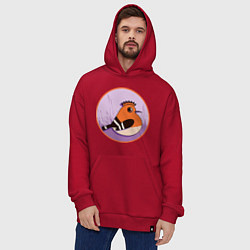 Толстовка-худи оверсайз Птица Удод с ирокезом, цвет: красный — фото 2
