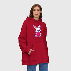 Толстовка-худи оверсайз Heart rabbit, цвет: красный — фото 2