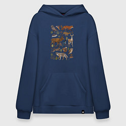 Толстовка-худи оверсайз Лесные животные и птицы, цвет: тёмно-синий