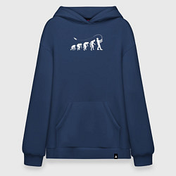 Толстовка-худи оверсайз Эволюция рыбалки, цвет: тёмно-синий