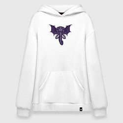 Толстовка-худи оверсайз Слон ктулху, цвет: белый