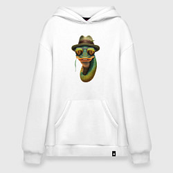 Толстовка-худи оверсайз Змея в шляпе, цвет: белый