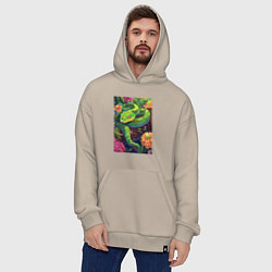 Толстовка-худи оверсайз Тропическая змея, цвет: миндальный — фото 2