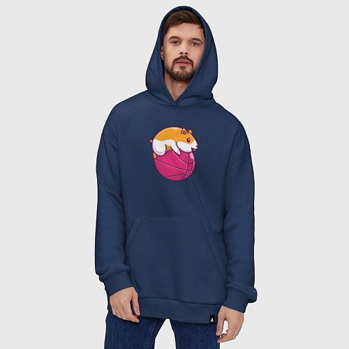 Худи оверсайз Хомяк баскетболист / Тёмно-синий – фото 4