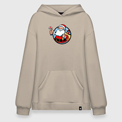 Толстовка-худи оверсайз Санта идёт, цвет: миндальный