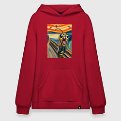 Толстовка-худи оверсайз Оса кричит на картине Эдварда Мунка - мем искусств, цвет: красный