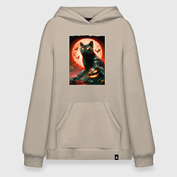 Худи оверсайз Стимпанк кот в очках - нейроарт