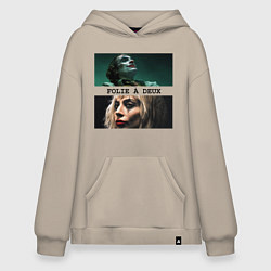 Толстовка-худи оверсайз Харли Квинн и Джокер, цвет: миндальный