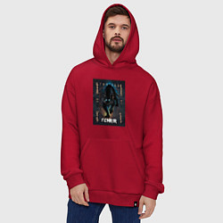 Толстовка-худи оверсайз Fenrir black vinyl, цвет: красный — фото 2