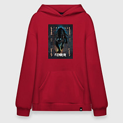 Толстовка-худи оверсайз Fenrir black vinyl, цвет: красный