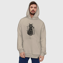 Толстовка-худи оверсайз Keep calm and love cats, цвет: миндальный — фото 2