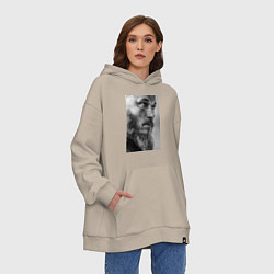 Толстовка-худи оверсайз Рагнар: воин севера, цвет: миндальный — фото 2