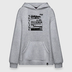 Толстовка-худи оверсайз Nissan Skyline GT-R, цвет: меланж