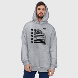 Толстовка-худи оверсайз Honda nsx acura vtec powered, цвет: меланж — фото 2