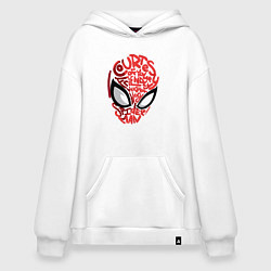 Толстовка-худи оверсайз Spider-Man text, цвет: белый