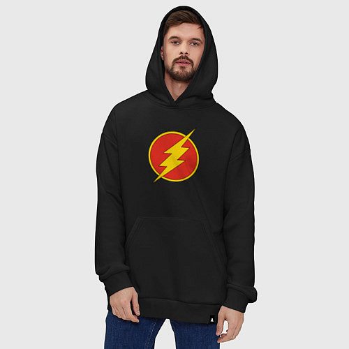 Худи оверсайз Flash logo / Черный – фото 4