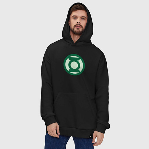 Худи оверсайз Green lantern logo / Черный – фото 4