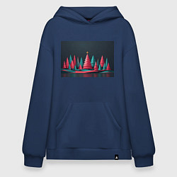 Толстовка-худи оверсайз Новогодний ночной лес, цвет: тёмно-синий