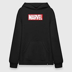 Толстовка-худи оверсайз Marvel logo, цвет: черный