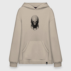 Толстовка-худи оверсайз Зловещий череп с щупальцами, цвет: миндальный