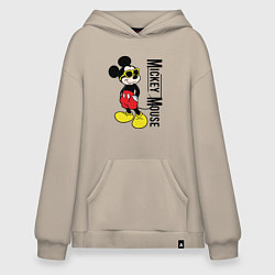 Толстовка-худи оверсайз Микки Маус и надпись, цвет: миндальный