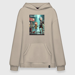 Толстовка-худи оверсайз Рик и Морти - панк жив, цвет: миндальный