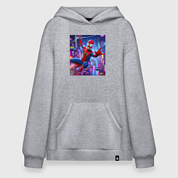 Толстовка-худи оверсайз Homer Simpson and Spider man - collaboration, цвет: меланж