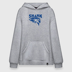 Толстовка-худи оверсайз Акула атакует, цвет: меланж