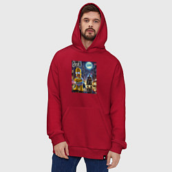 Толстовка-худи оверсайз Homer Simpson vs Batman - ai art joke, цвет: красный — фото 2