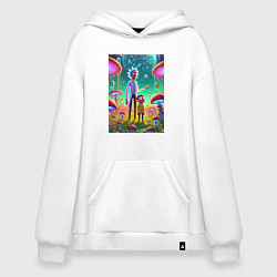 Худи оверсайз Morty and Rick on a neon planet