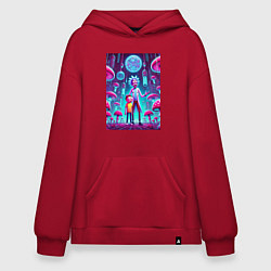 Худи оверсайз Rick and Morty among neon mushrooms - ai art fanta
