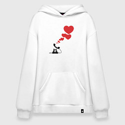 Толстовка-худи оверсайз Телефон с сердечками, цвет: белый