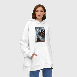 Толстовка-худи оверсайз Venom wants to move into a purebred cat, цвет: белый — фото 2