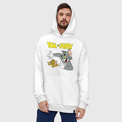 Толстовка-худи оверсайз Том и Джерри - кот и мышь, цвет: белый — фото 2