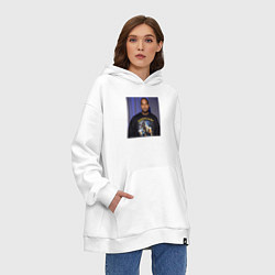 Толстовка-худи оверсайз Канье Уэст пивозавр, цвет: белый — фото 2