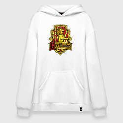 Толстовка-худи оверсайз Hogwarts - gryffindor logo, цвет: белый