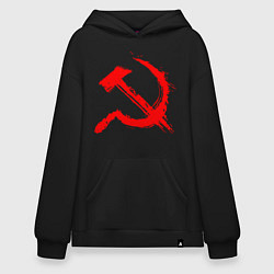 Толстовка-худи оверсайз Sickle and hammer red paint, цвет: черный