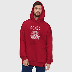 Толстовка-худи оверсайз AC DC rock dog, цвет: красный — фото 2