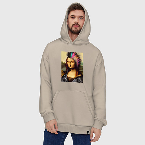 Худи оверсайз Mona Lisa - punks not dead / Миндальный – фото 4