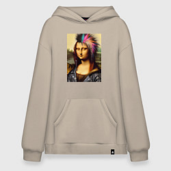 Толстовка-худи оверсайз Mona Lisa - punks not dead, цвет: миндальный