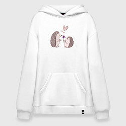Толстовка-худи оверсайз Свидание влюбленных ежиков, цвет: белый