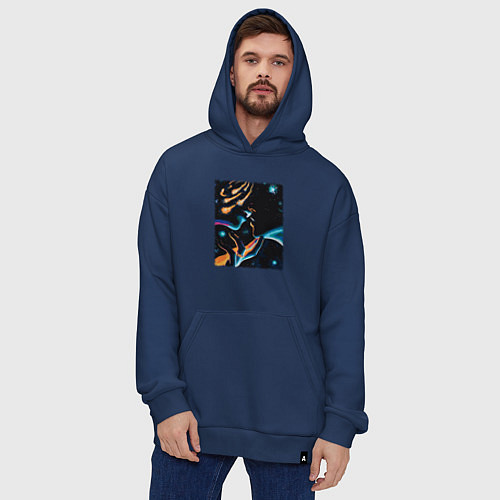 Худи оверсайз Ты моя вселенная / Тёмно-синий – фото 4